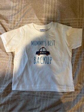 Cream Kids "Mommy's Best Backup" Police Car Tee